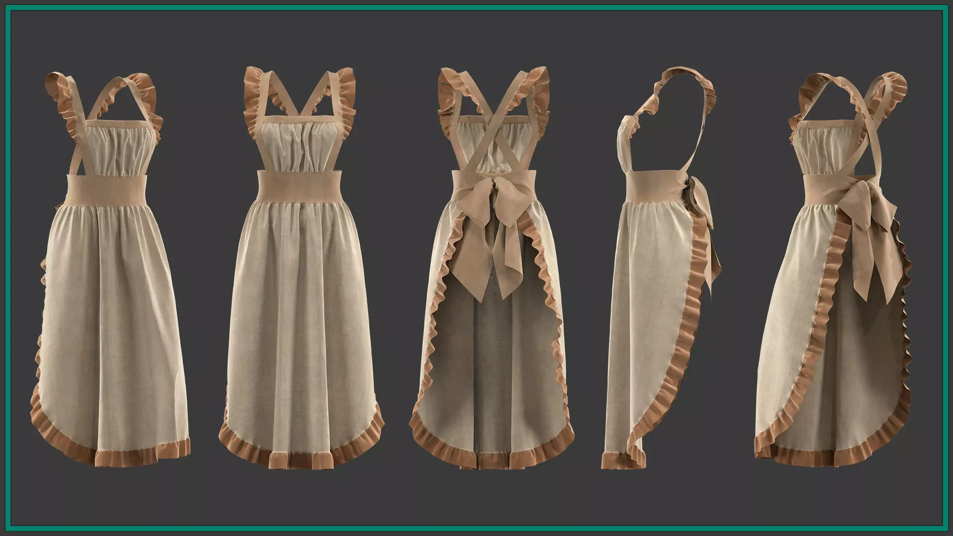 8 female apron 3D model_4