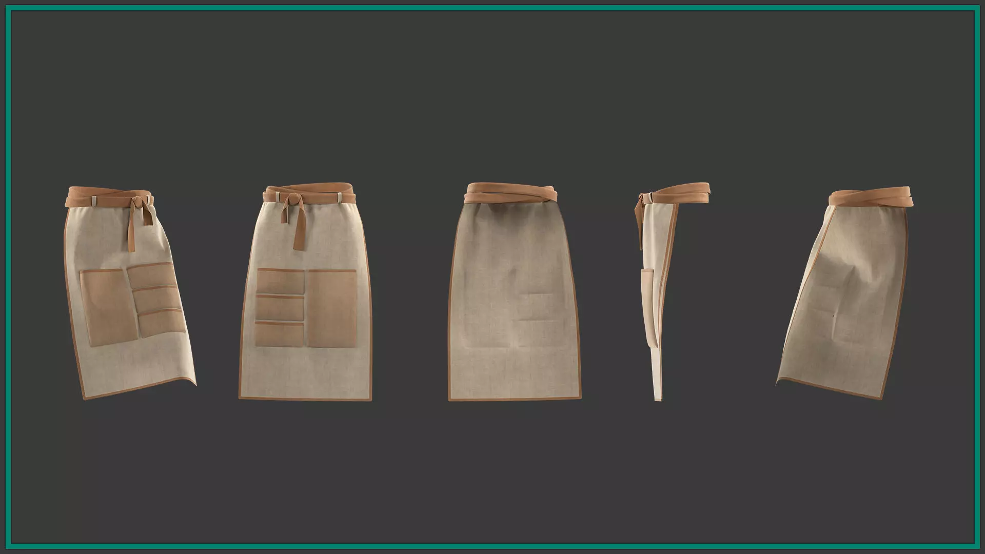 8 female apron 3D model_2
