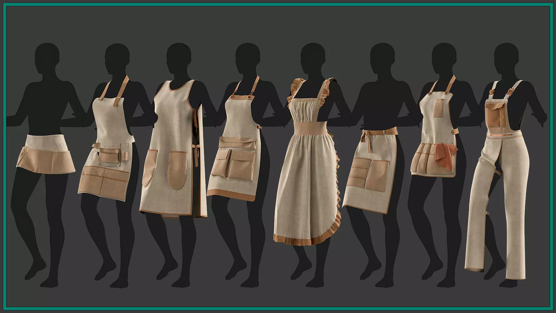 8 female apron 3D model_10
