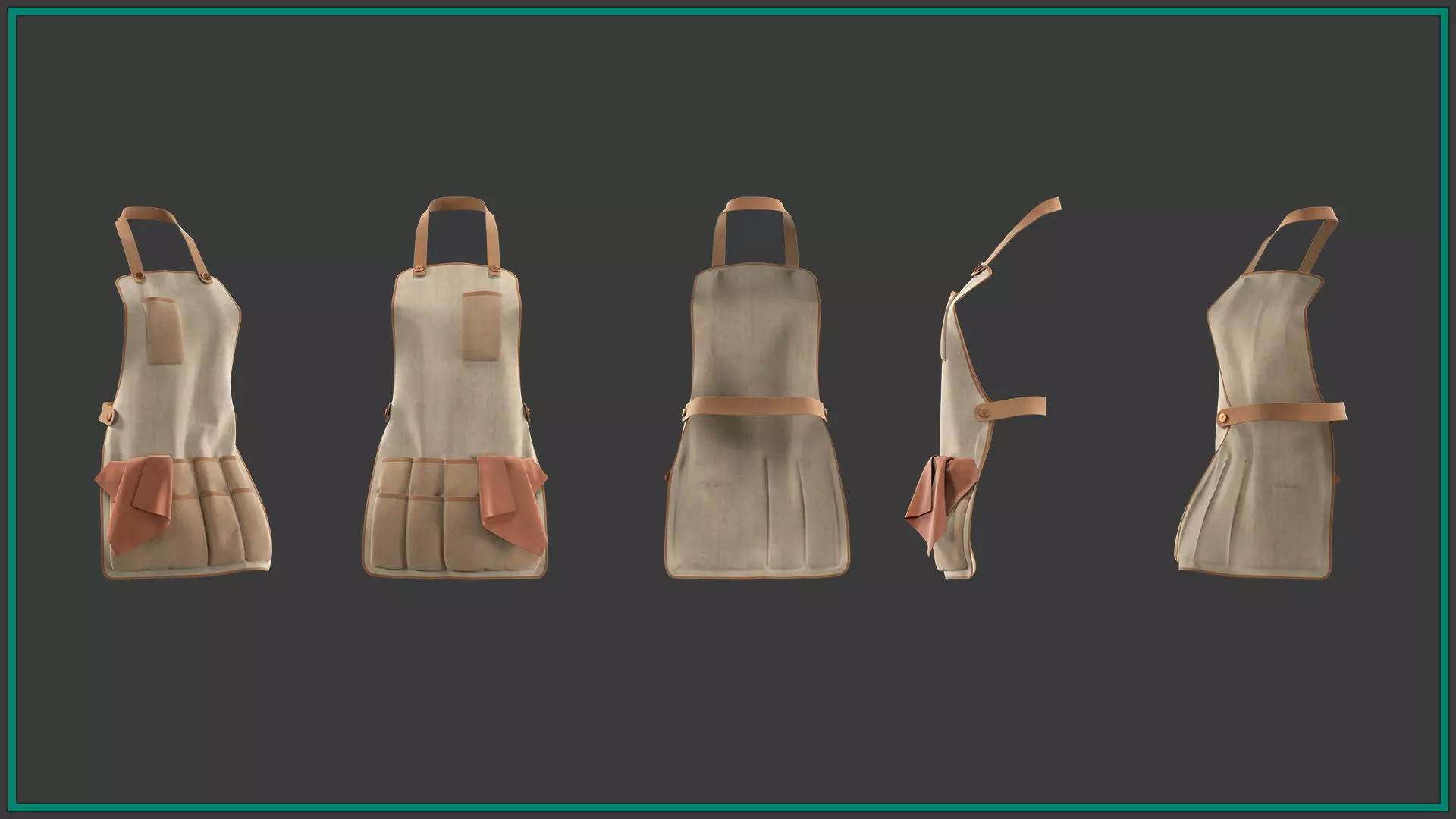 8 female apron 3D model_3