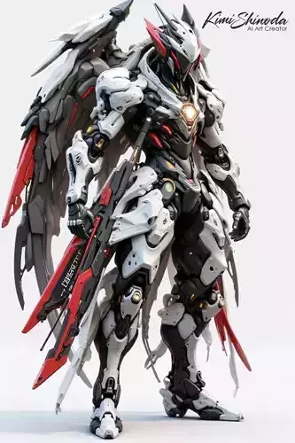 Futuristic Mecha Warrior with Wings