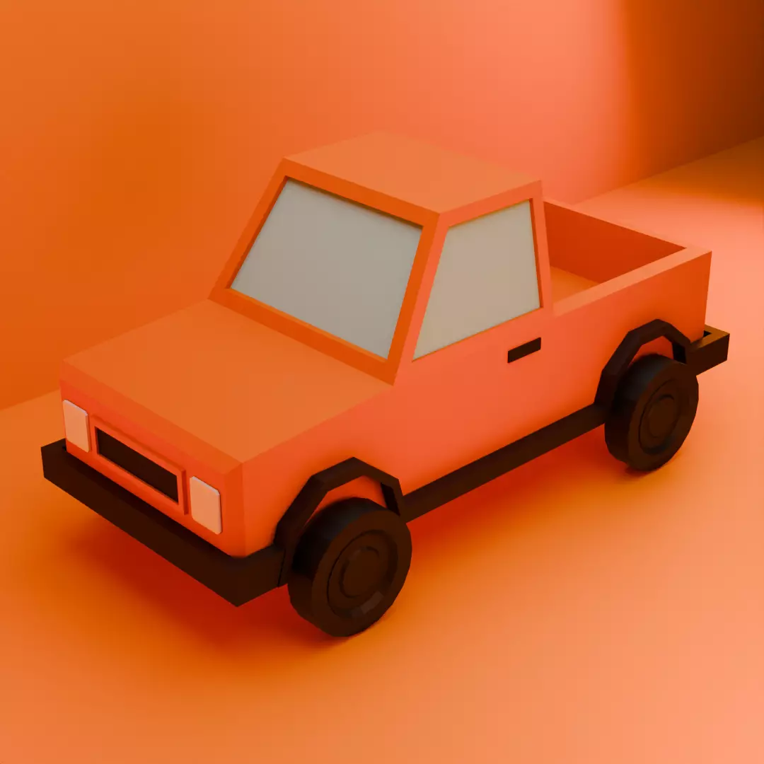 Cartoon pick-up car Low-poly 3D model_0