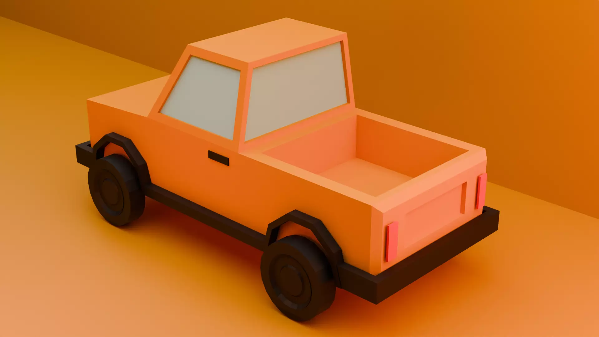 Cartoon pick-up car Low-poly 3D model_2