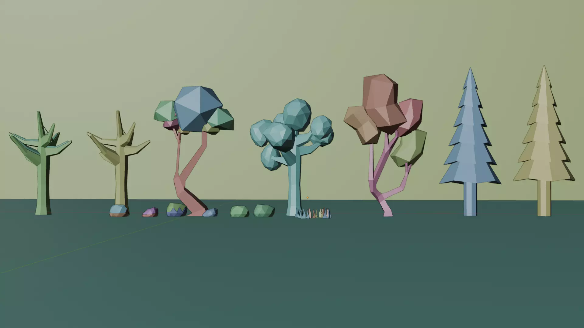 Low Poly Nature Tree Pack Cartoon Forest Environment Game Ready Free low-poly 3D model_6