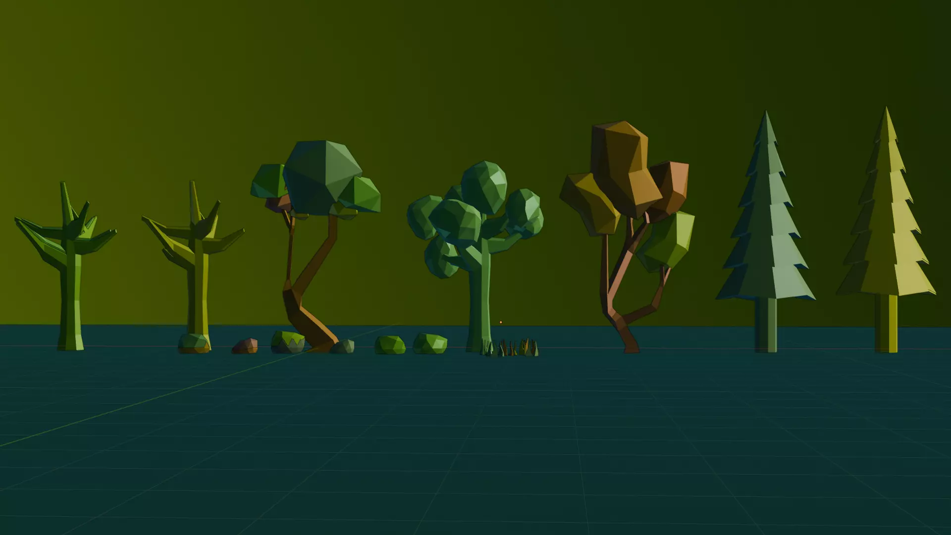 Low Poly Nature Tree Pack Cartoon Forest Environment Game Ready Free low-poly 3D model_7