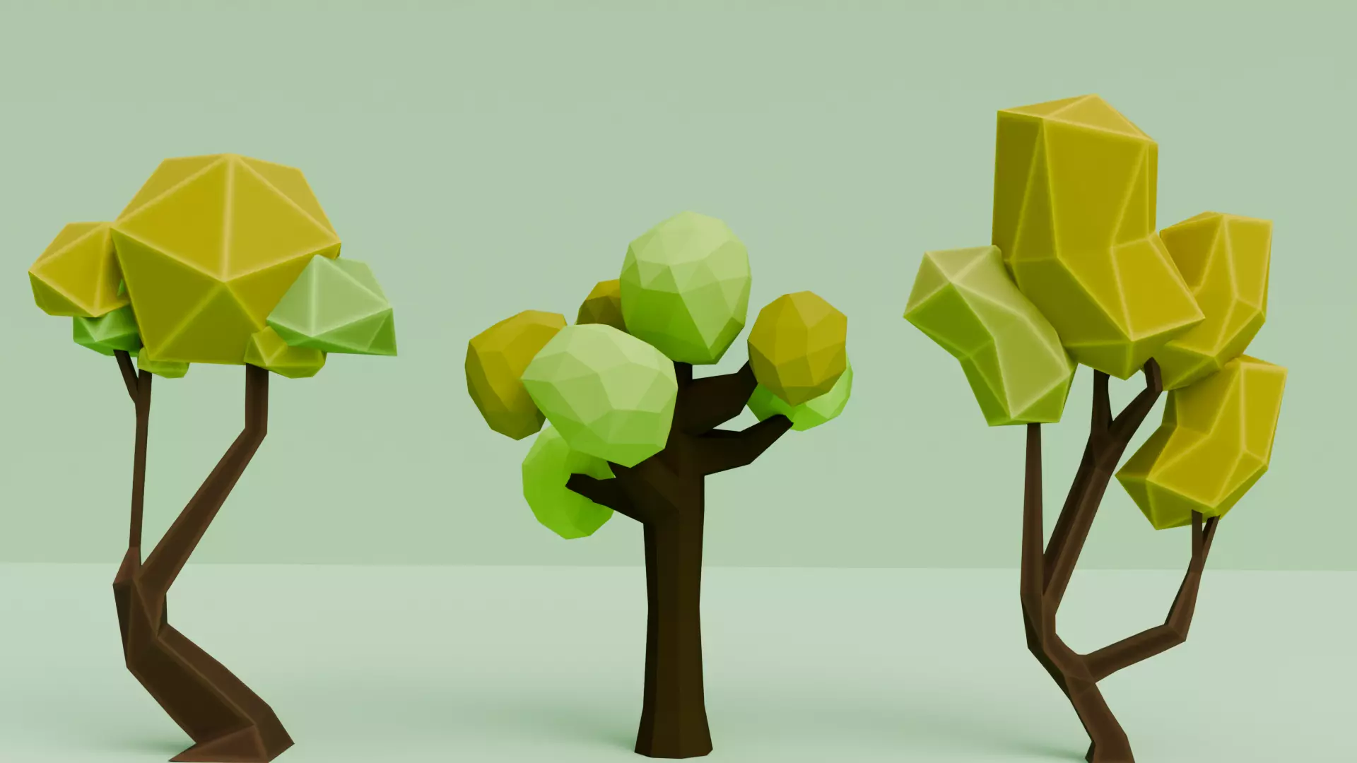 Low Poly Nature Tree Pack Cartoon Forest Environment Game Ready Free low-poly 3D model_2