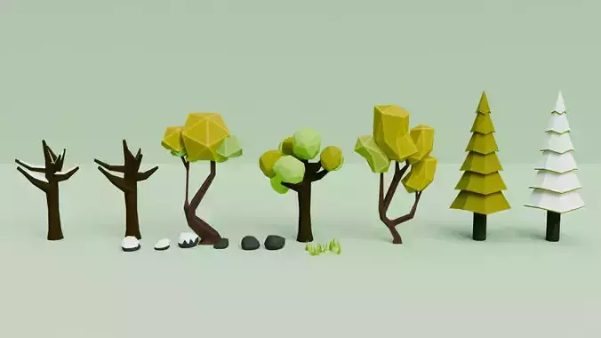 Low Poly Nature Tree Pack Cartoon Forest Environment Game Ready