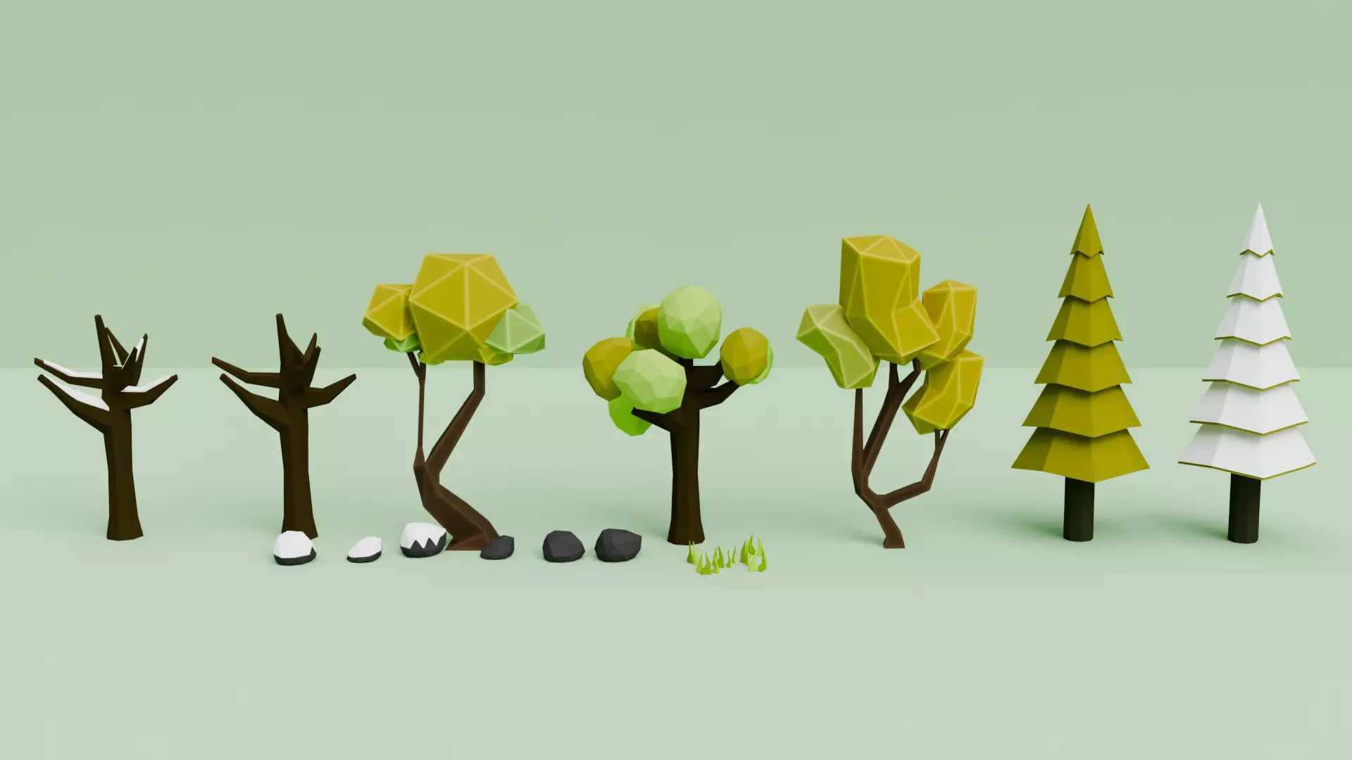 Low Poly Nature Tree Pack Cartoon Forest Environment Game Ready Free low-poly 3D model_0
