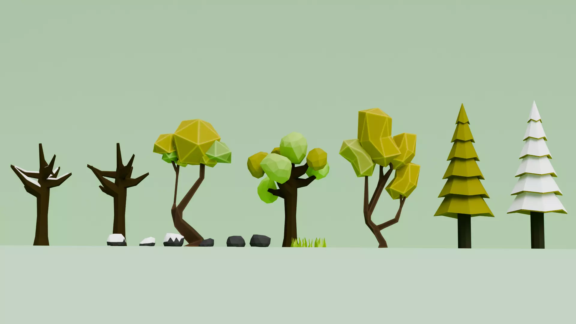 Low Poly Nature Tree Pack Cartoon Forest Environment Game Ready Free low-poly 3D model_1