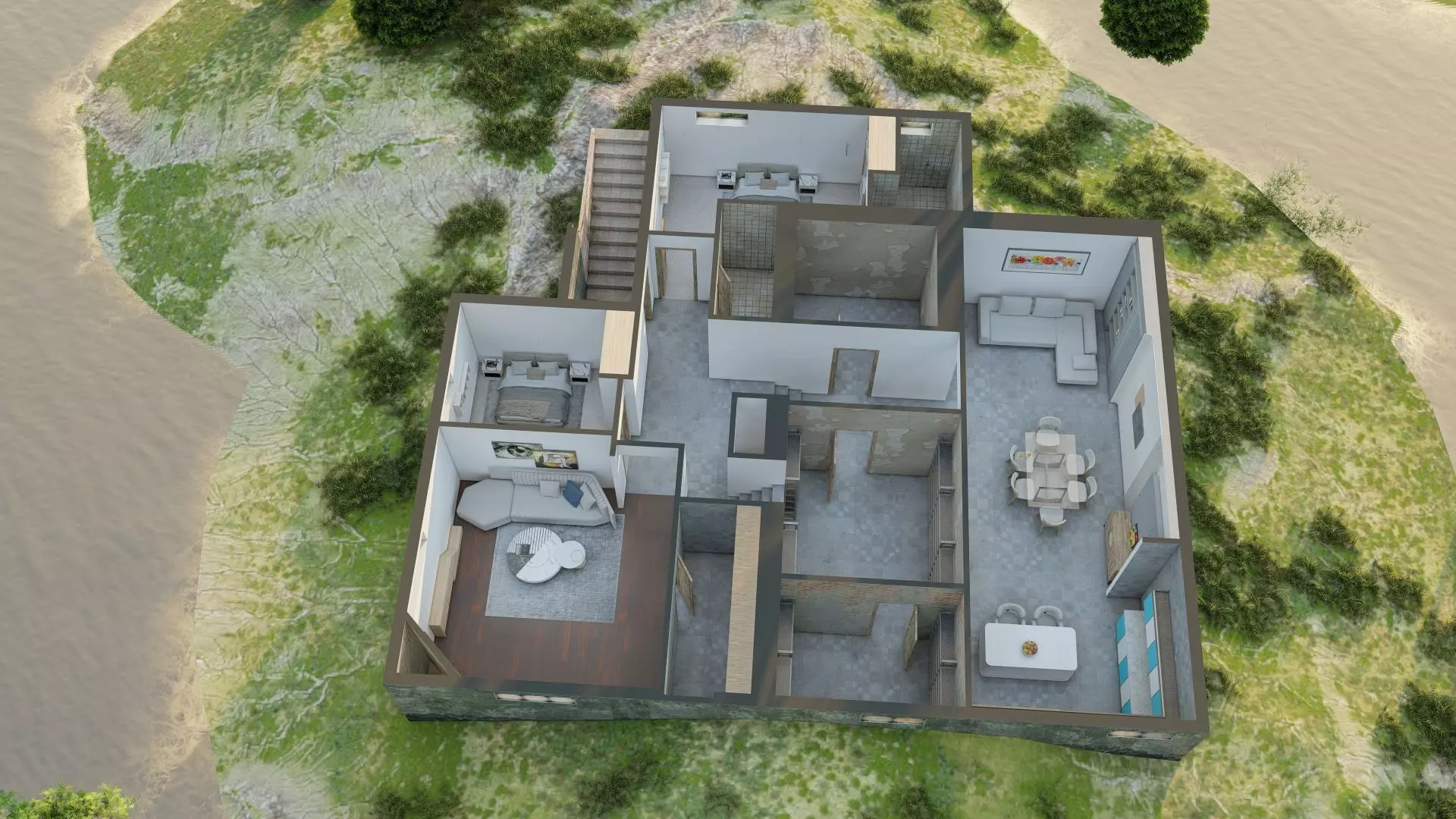 Underground Furnished House 3D Model 3D model_0