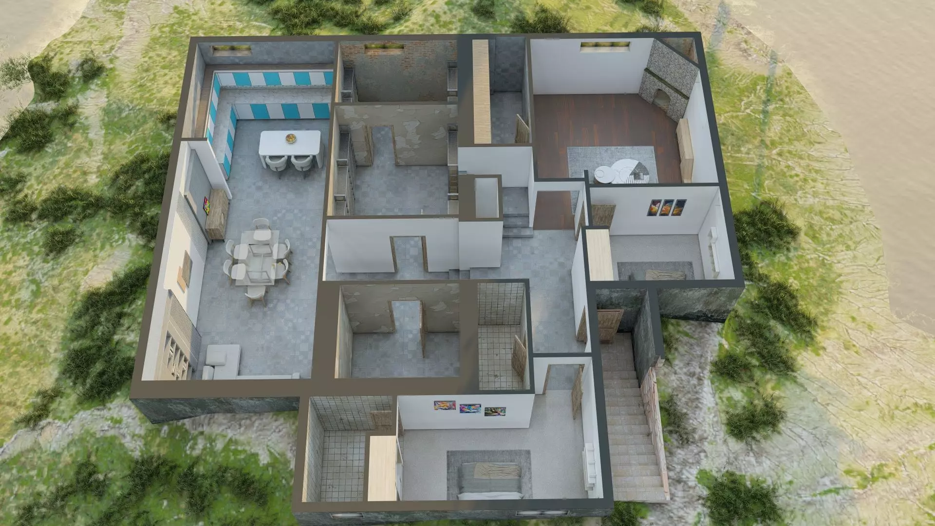 Underground Furnished House 3D Model 3D model_12