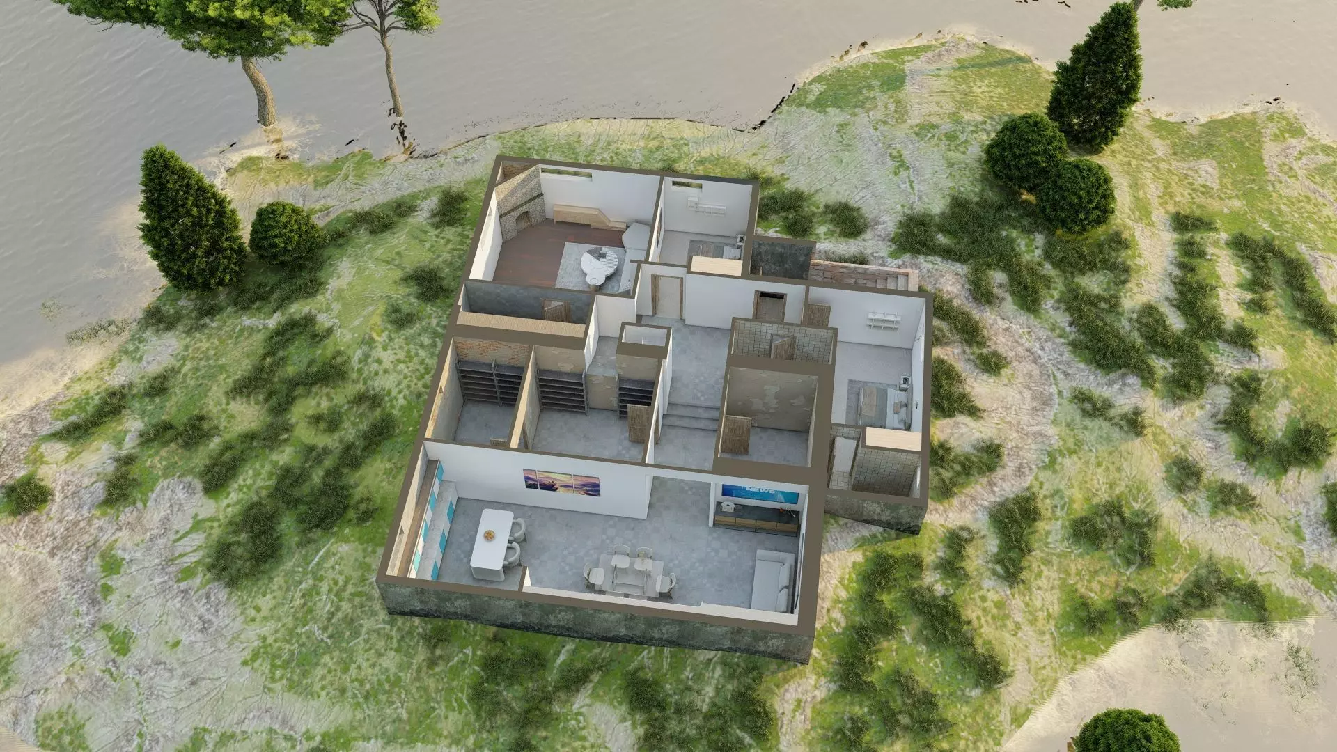 Underground Furnished House 3D Model 3D model_8