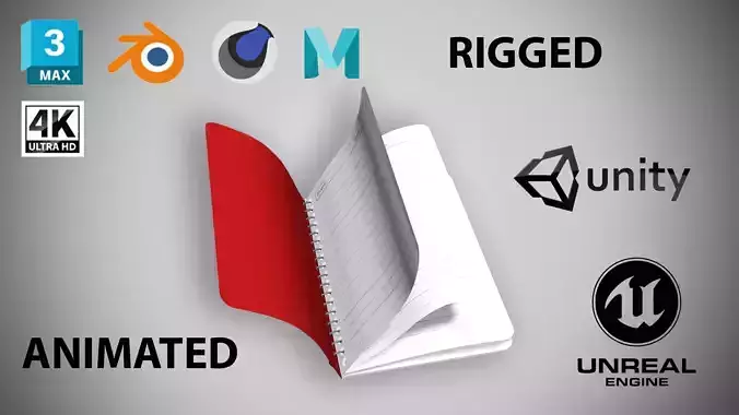 Animated Notepad or 3D model the paper notebook and Book Low-poly 3D model Animated Notepad or 3D model the paper notebook and Book Low-poly 3D model