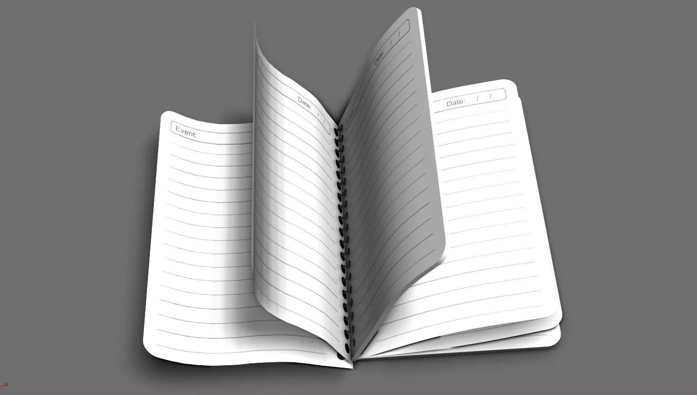 Animated Notepad or 3D model the paper notebook and Book Low-poly 3D model_2