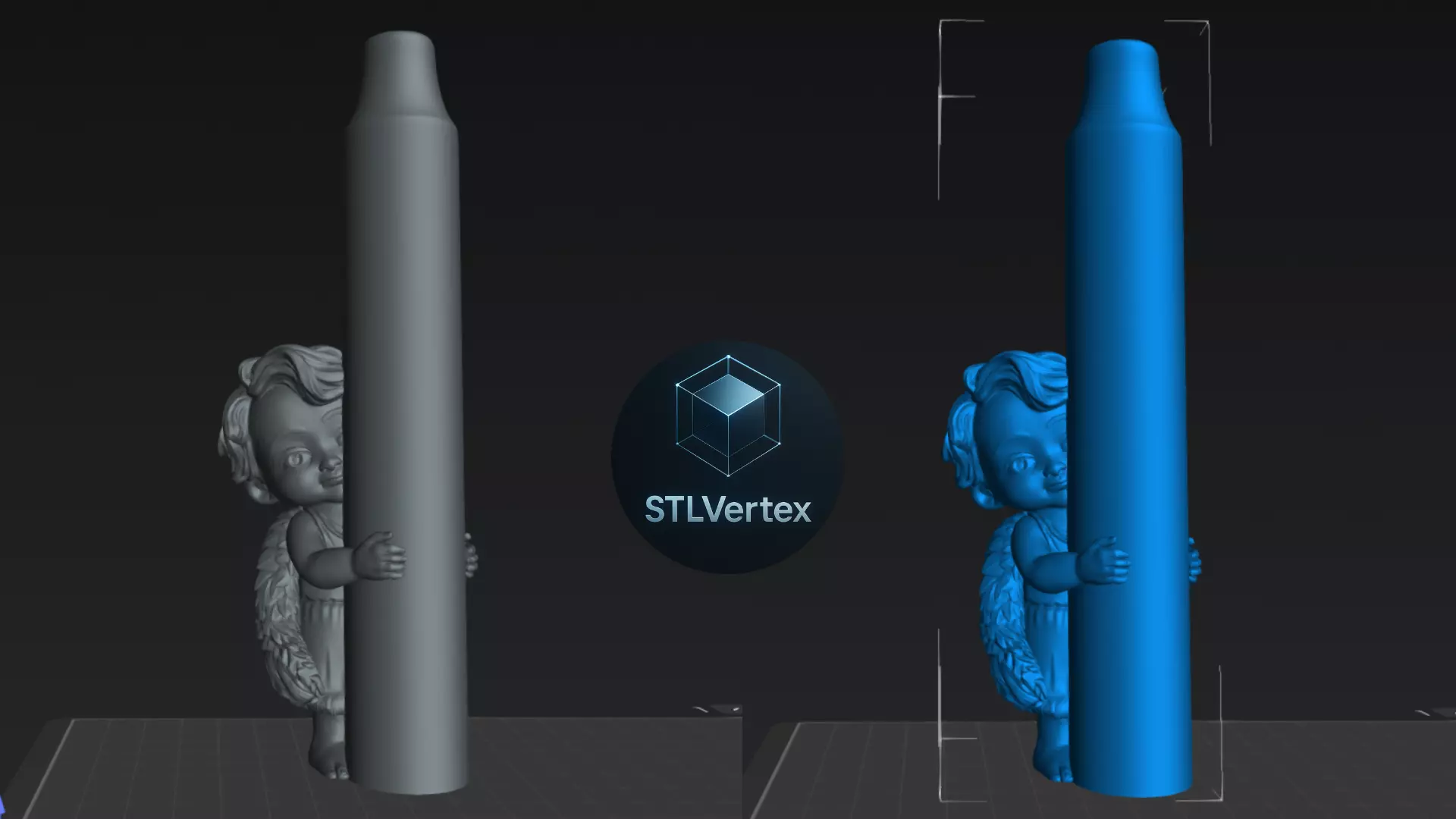 Cherub Hugging Candle 3D print model_4