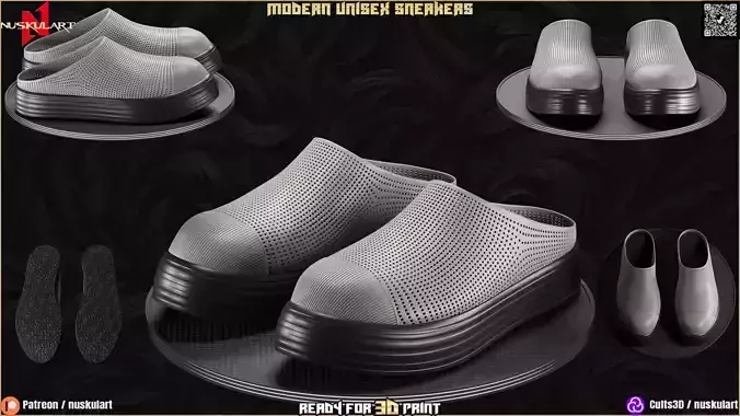 Modern Unisex Sneakers - Cosplay - 3D Printing Shoe REAL SIZES 3D print model Modern Unisex Sneakers - Cosplay - 3D Printing Shoe REAL SIZES 3D print model