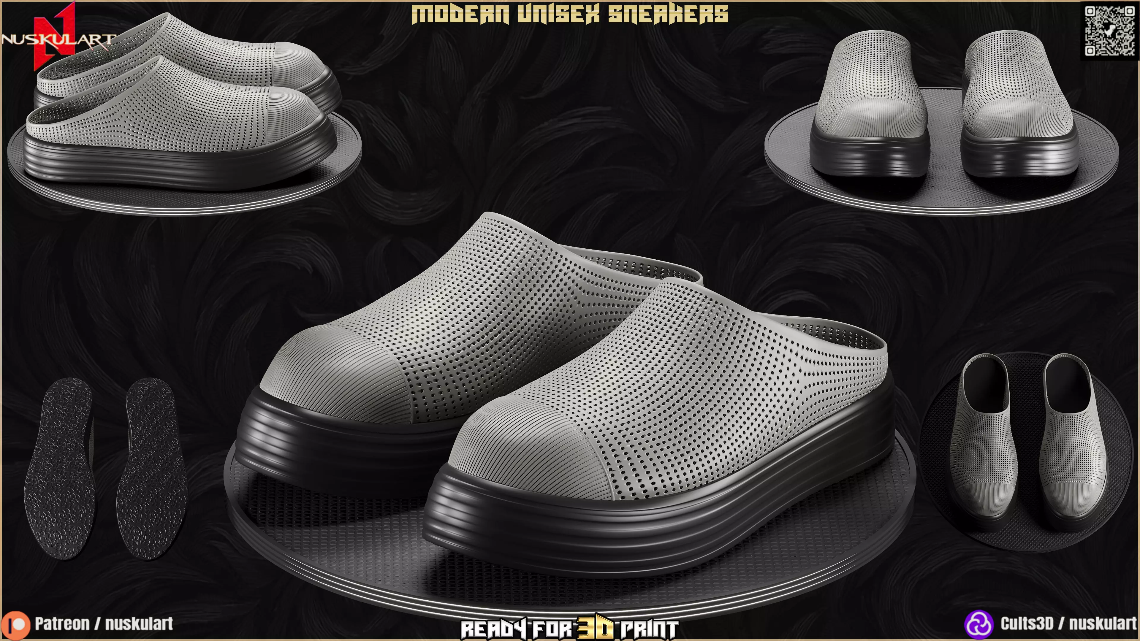 Modern Unisex Sneakers - Cosplay - 3D Printing Shoe REAL SIZES 3D print model_0