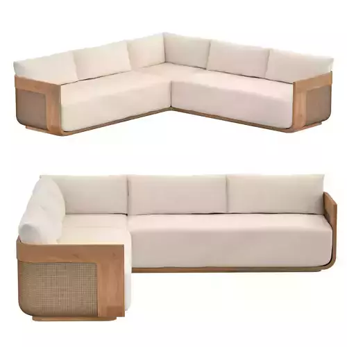 Sedona Cane Teak Left Arm Sectional
