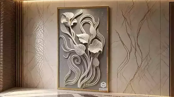 Modern Relief Wall Mural Decor CNC 3D Print 02