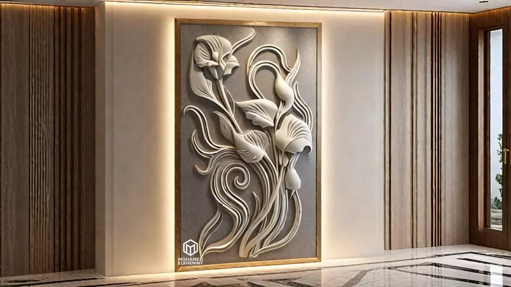 Modern Relief Wall Mural Decor CNC 3D Print 02 3D model_1