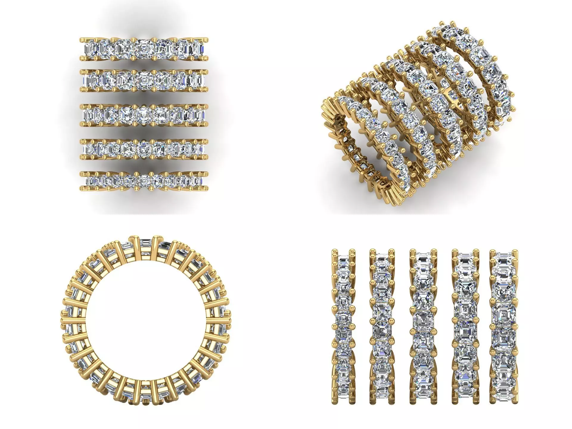 Ring ri215  emerald  square  3D print model_3