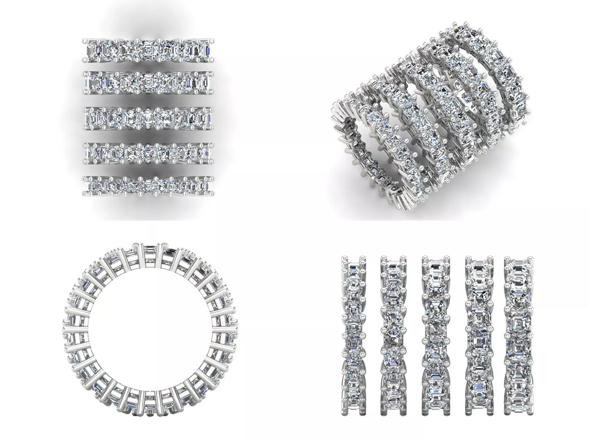 Ring ri215  emerald  square  3D print model_5