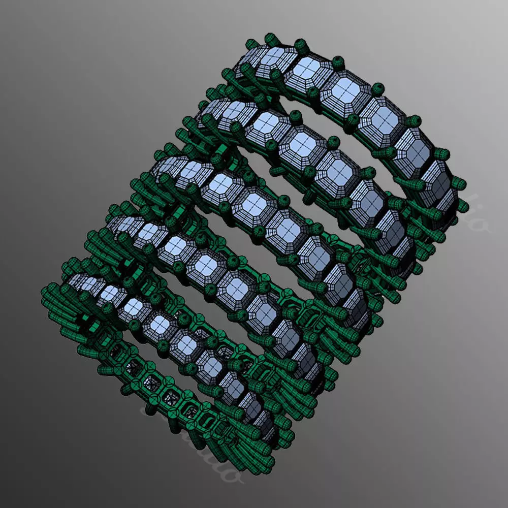 Ring ri215  emerald  square  3D print model_2
