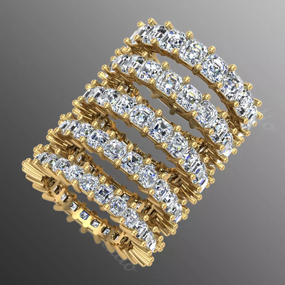 Ring ri215  emerald  square  3D print model_0