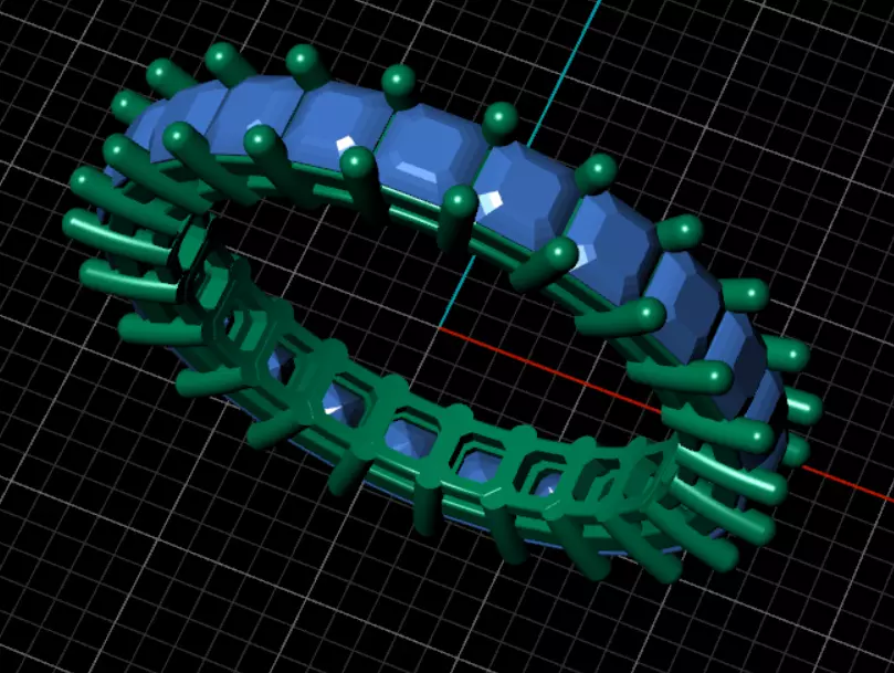 Ring ri215  emerald  square  3D print model_10