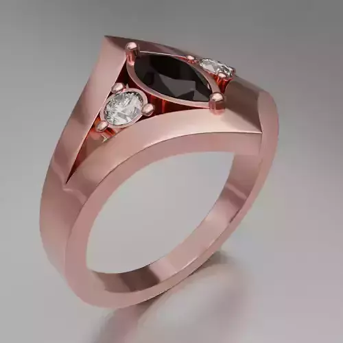 Noctis Rose 3D Ring Model with Diamonds and Black Onyx 3D model