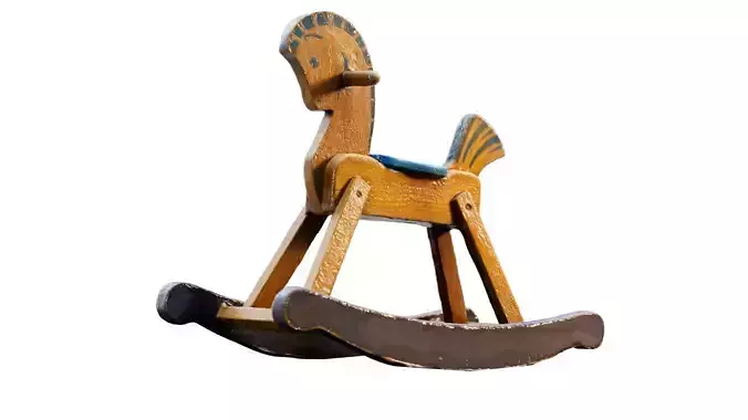 Vintage Wooden Rocking Horse - 3D Scanned Model