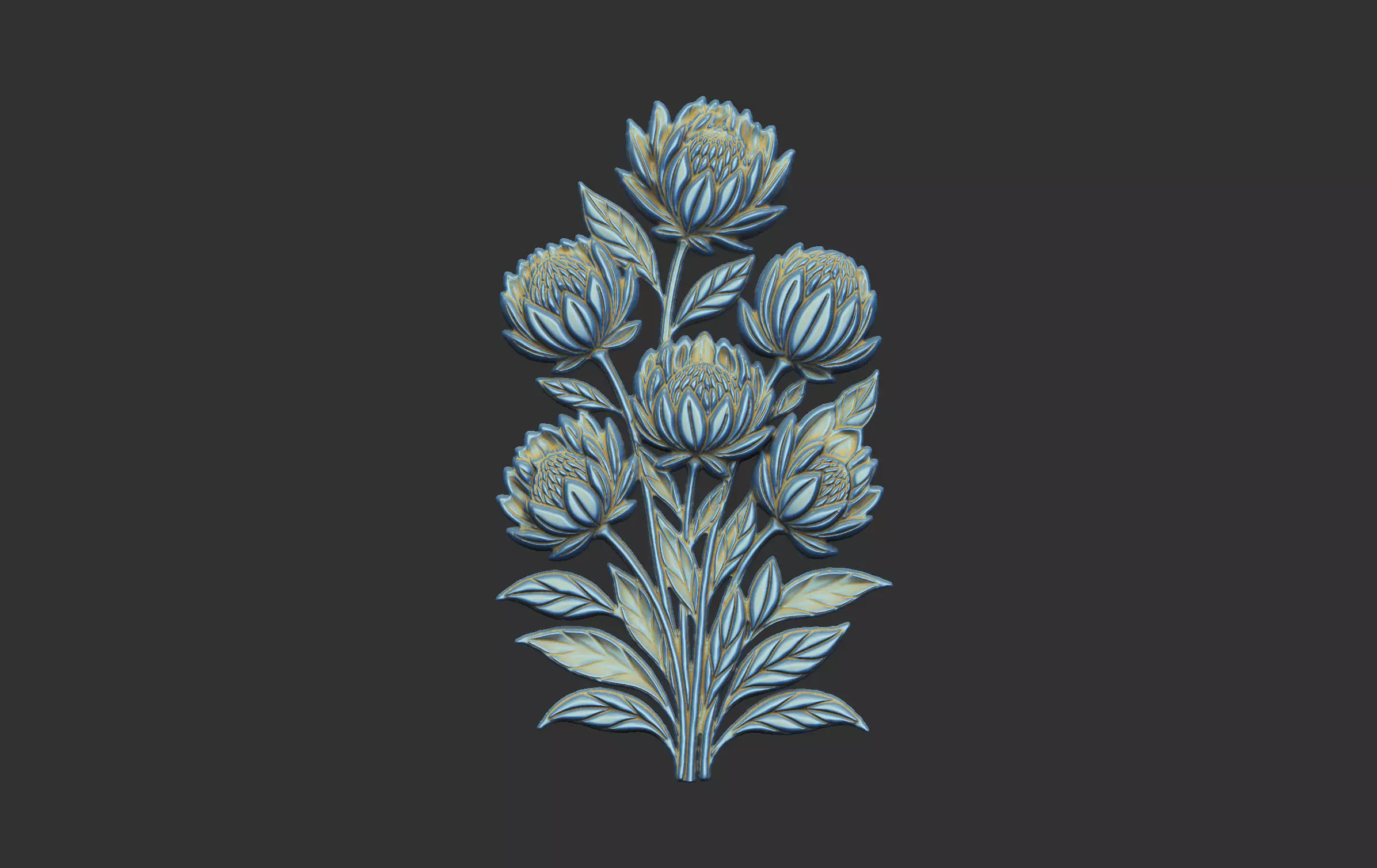 the floral design cnc printing flower leave botanical 3D print model_2