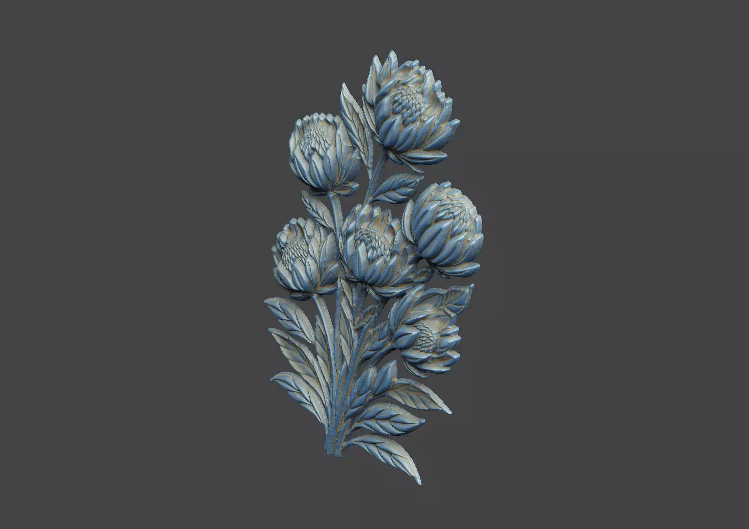 the floral design cnc printing flower leave botanical 3D print model_1