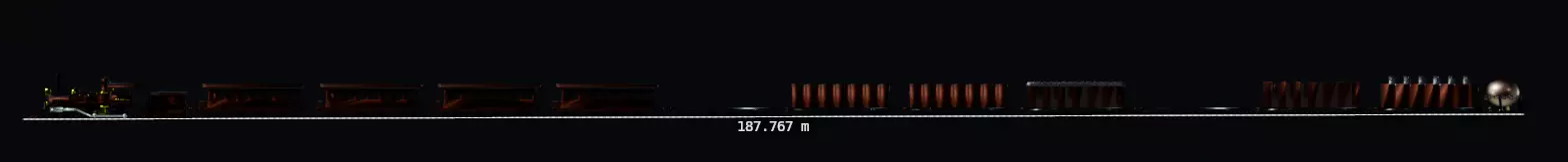 Train complet  13 wagons  locomotive  Texture rouge metallique Low-poly 3D model_0