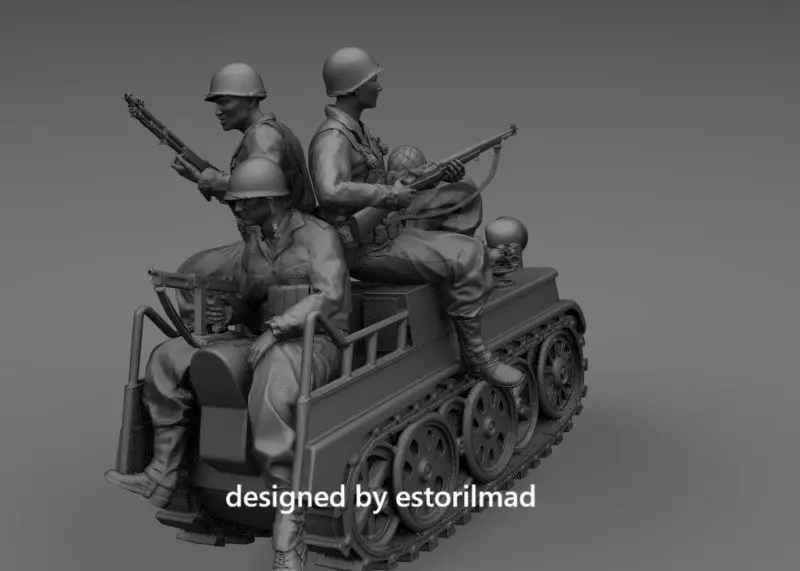WW2 AMERICAN SOLDIERS MOUNTED RANGERS ON KETTENKRAD 3D print model_3