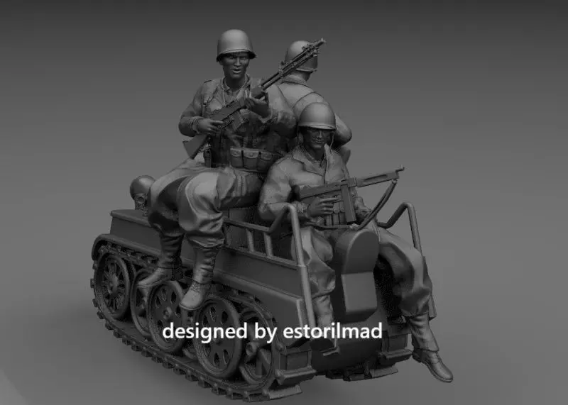 WW2 AMERICAN SOLDIERS MOUNTED RANGERS ON KETTENKRAD 3D print model_2