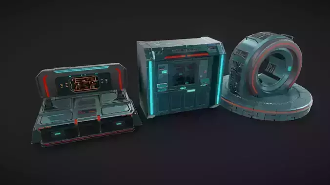 SciFi Terminals 24 Low-poly 3D model