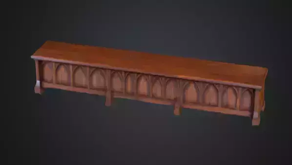Gothic Wooden Bench Low-poly 3D model