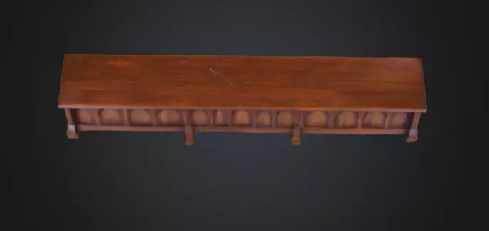 Gothic Wooden Bench Low-poly 3D model_10