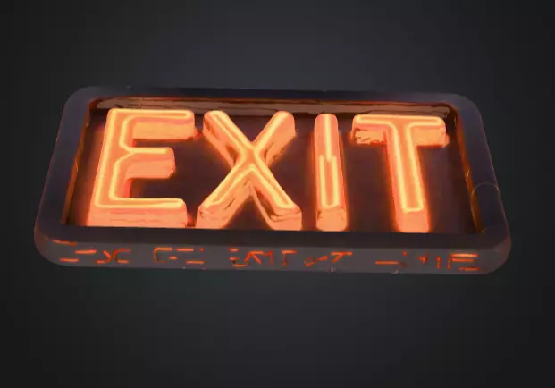 Neon Exit Sign Low-poly 3D model_10