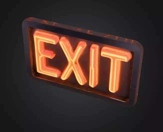 Neon Exit Sign Low-poly 3D model_3