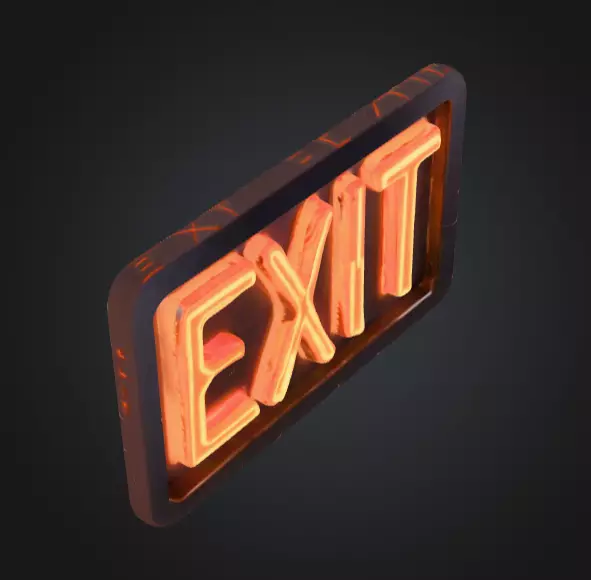 Neon Exit Sign Low-poly 3D model_4