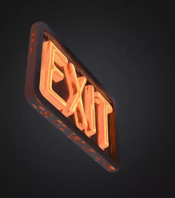 Neon Exit Sign Low-poly 3D model_9