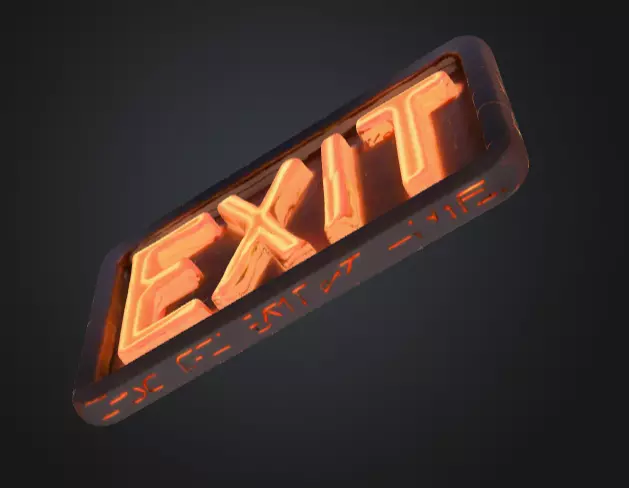 Neon Exit Sign Low-poly 3D model_11
