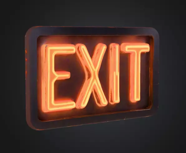 Neon Exit Sign Low-poly 3D model_1