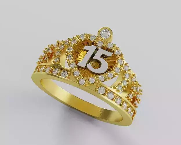 Ring 15 Years faceted heart - Anillo 15 Corazon Diamantado 