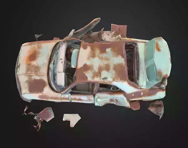 Rusty Junk Car Low-poly 3D model