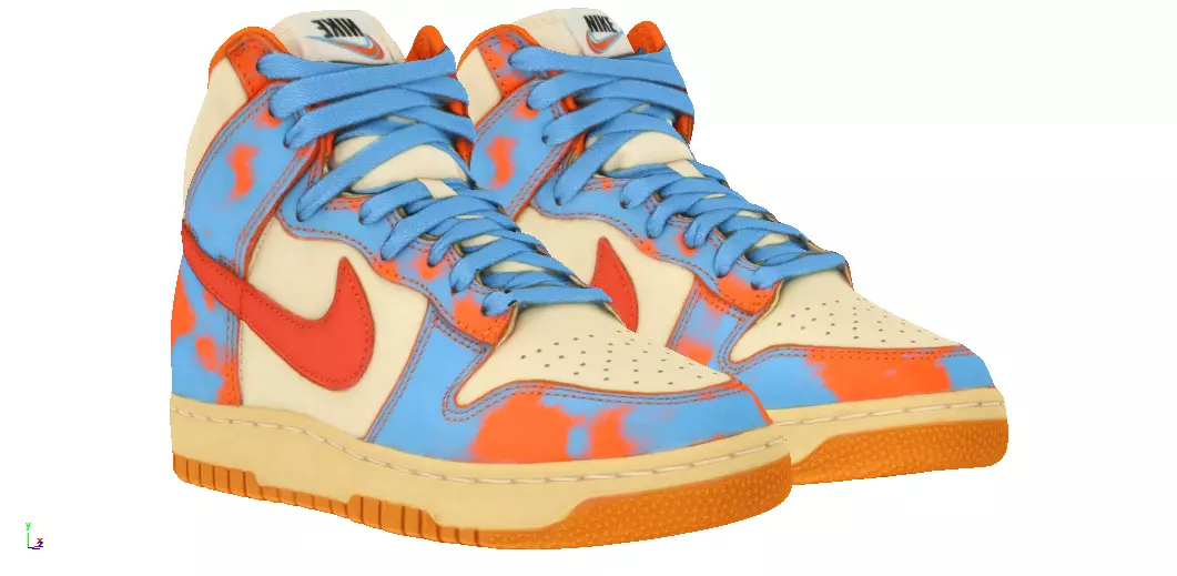 Nike Dunk High 1985 SP orange Acid Wash Low-poly 3D model