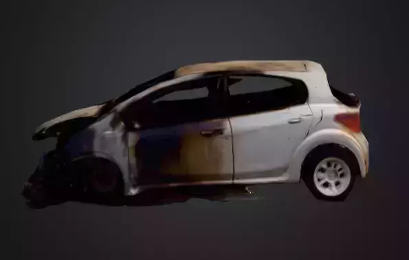 car burned to a crisp Low-poly 3D model