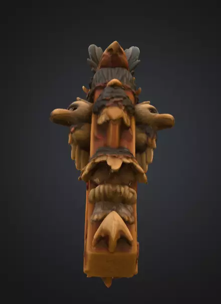 Vertical Native American medicine totem with Animal Low-poly 3D model_13